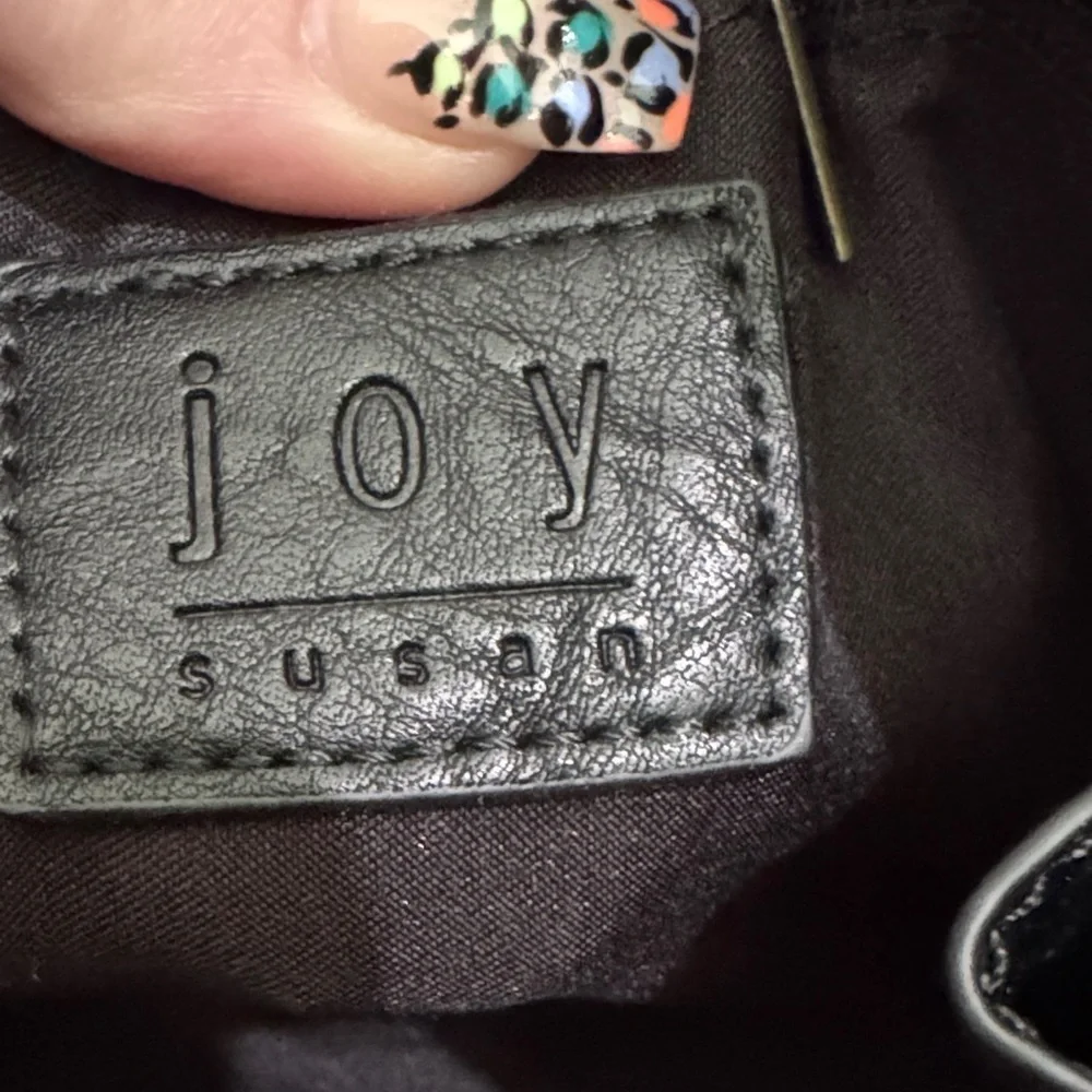 Joy Susan Black and Tan Spotted Clutch